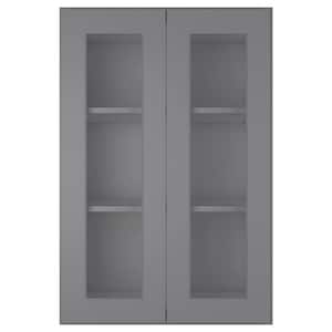 24 in. W X 12 in. D X 36 in. H in Shaker Gray Plywood Ready to Assemble Wall Kitchen Cabinet with 2-Doors 3-Shelves