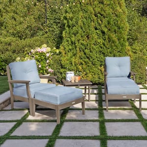 Lehigh Woodland Brown 5-Piece Recycled Plastic Patio Conversation Deep Seating Set with Ottoman and Sunbrella Cushions