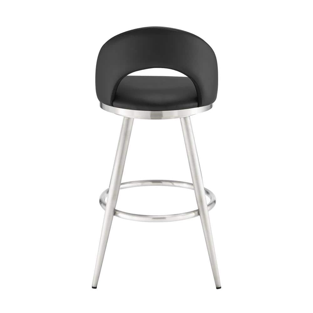 Charlotte 26" Black Faux Leather Swivel Counter Stool