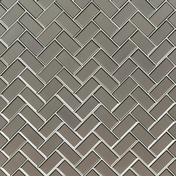 MSI Champagne Bevel Herringbone 13 in. x 11 in. Glossy Glass Patterned Look Wall Tile (10.6 sq. ft./Case)