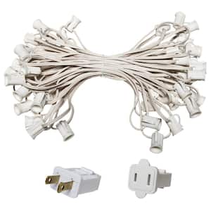 50 ft. C7/E12 White Wire Socket Stringer with 12 in. Spacing