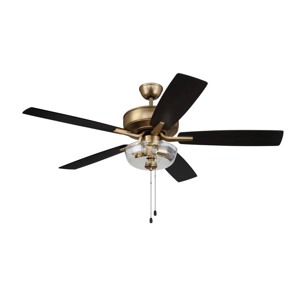 Satin Brass 52'' Ceiling Fan with Black Walnut MDF Blades and LED Light