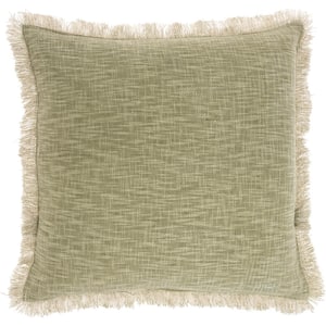 Nicole Curtis Sage Green Removable Cover 22 in. x 22 in. Throw Pillow