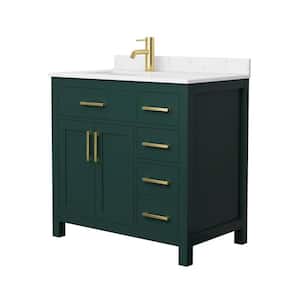 Beckett 36 in. W x 22 in. D x 35 in. H Single Sink Bathroom Vanity in Green with Carrara Cultured Marble Top