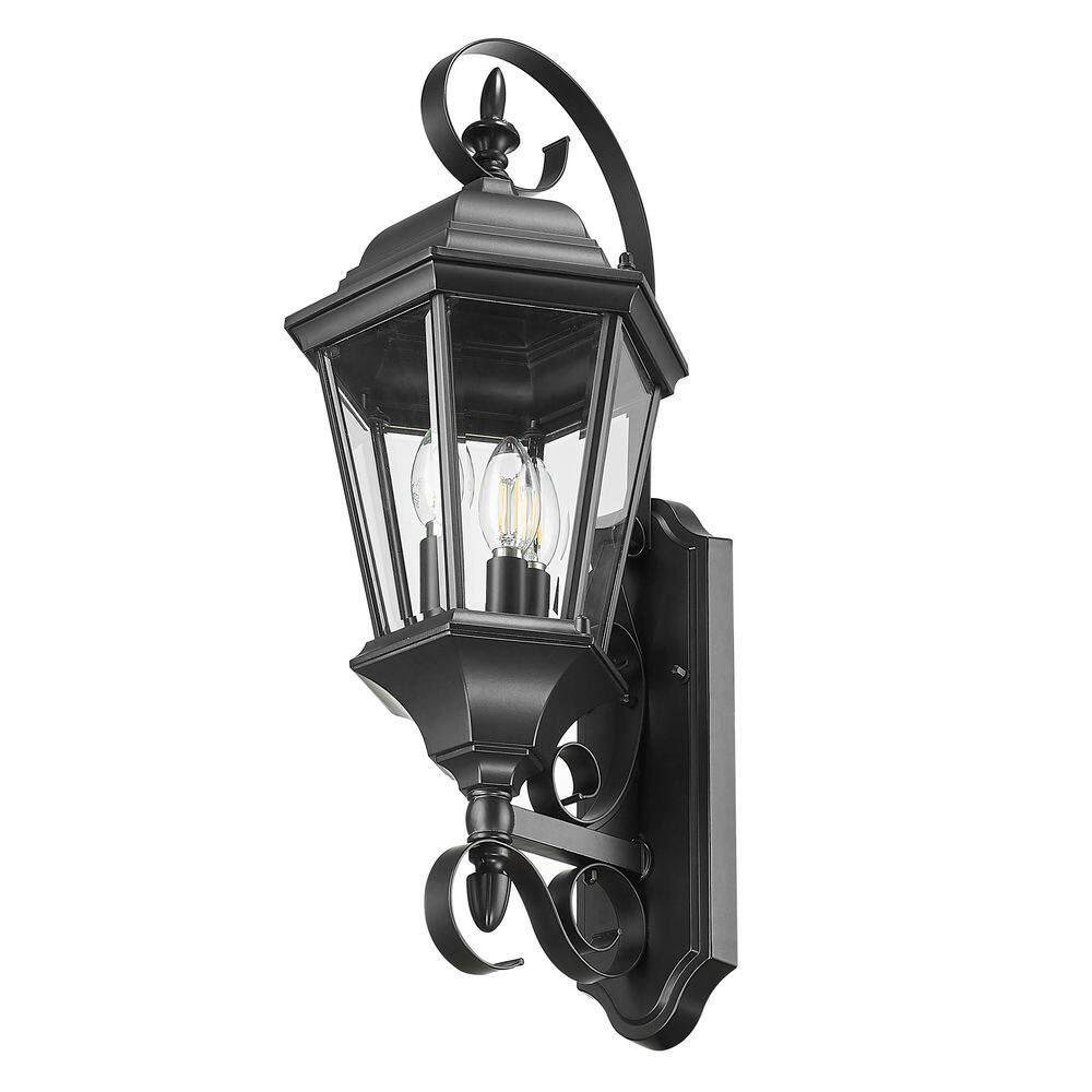 Matte Black Cast Aluminum 25" Outdoor Wall Lantern Sconce
