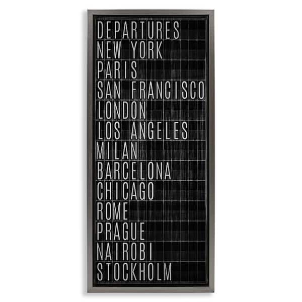Airport Departures Major Cities by SunDance Group, LLC. Gray Floater Frame Country Graphic Art Print 31 in. x 15 in.