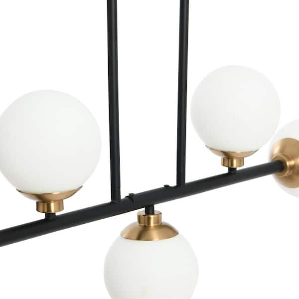 Robert Stevenson Lighting Lorne - Metal and Frosted Glass 5-Light Chandelier, Matte Black