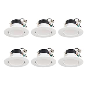 4 In. Adjustable White Remodel 65-Watt Equivalent Round Gimbal Downlight Integrated LED Recessed Lighting Kit (6-Pack)