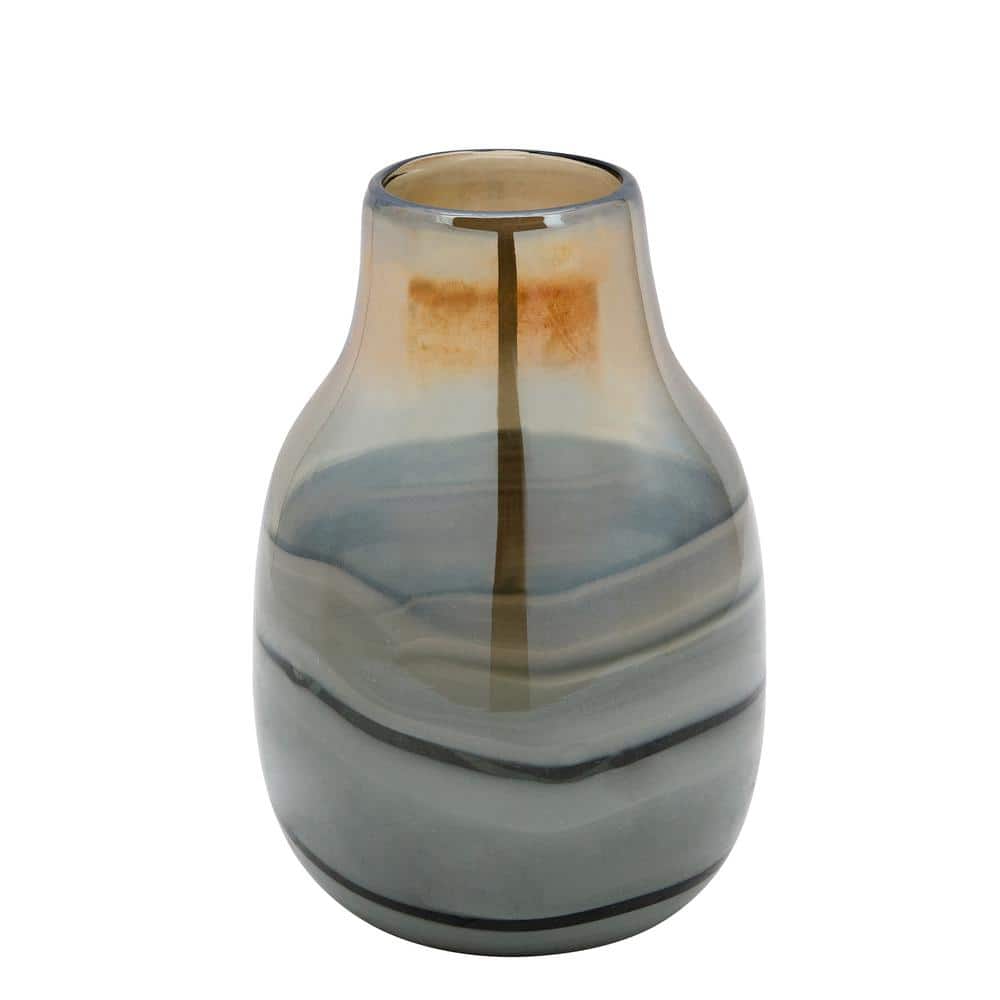 10" Tall Black and Gold Glass Decorative Vase