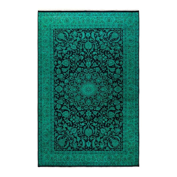Chloe & Olivia Home Overdyed Green 6 ft. x 9 ft. Solid Wool Indoor Area Rug