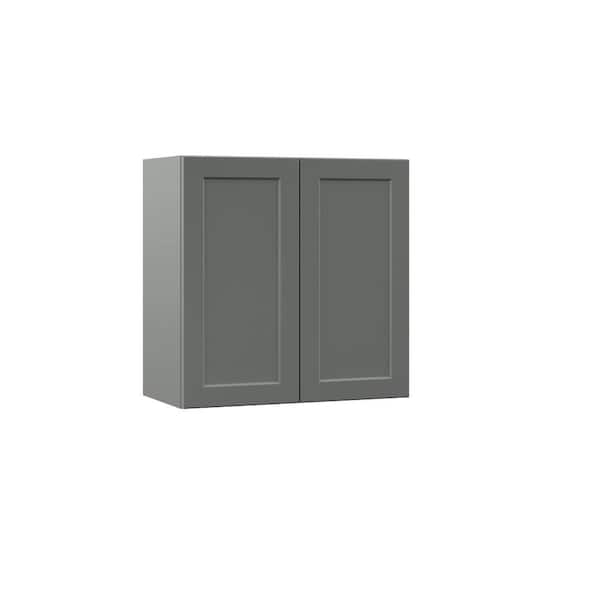 Hampton Bay Designer Series Melvern 24 in. W x 12 in. D x 24 in. H Assembled Shaker Wall Bridge Kitchen Cabinet in Storm Gray