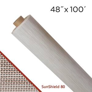 48 in. x 100 ft. Stucco Polyester Sunshield 80 Solar Screen Roll for Windows, Doors and Shades