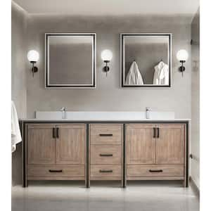 Ziva 84 in W x 22 in D Rustic Barnwood Double Bath Vanity, Cultured Marble Top and Faucet Set