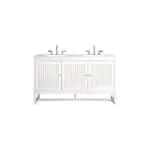 Athens 60.0 in. W x 23.5 in. D x 34.5 in. H Bathroom Vanity in Glossy White with White Zeus Quartz Top