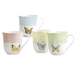 Butterfly Meadow 10 oz. Porcelain Mult-Color 4-Piece Mugs