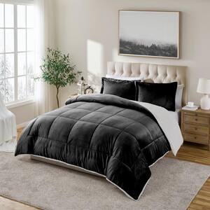 Basic Beyond Reversible King Comforter Set - Black & Grey All-Season Bedding With 2 Pillow Shams - View #4
