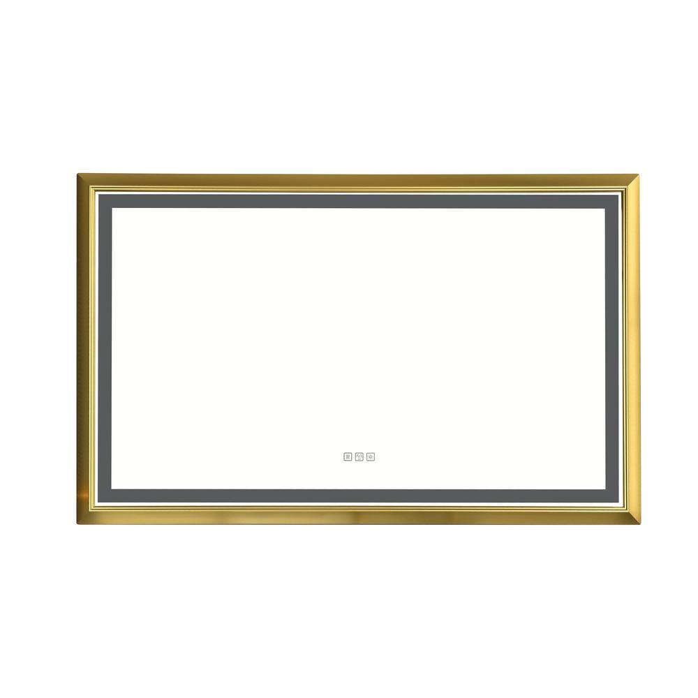 Large Gold Aluminum Frameless LED Bathroom Vanity Mirror