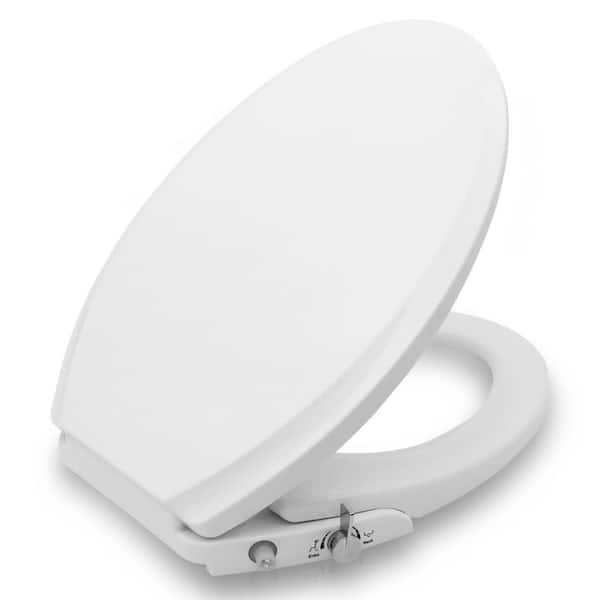 Minnow Non-Electric Bidet Seat for Elongated Toilets with Dual Self-Clean Nozzles and Soft-Close Lid in White