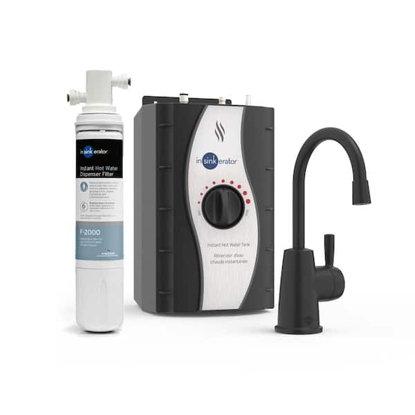 InSinkErator HOT250 Instant Hot Water Dispenser, Single-Handle Faucet in Matte Black with Tank and Premium Filtration System