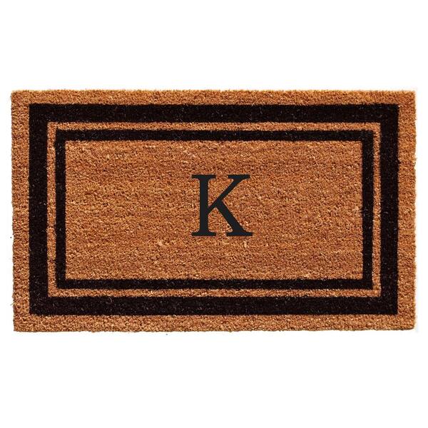 Calloway Mills Black Border 24" x 48" Monogram Doormat (Letter K)
