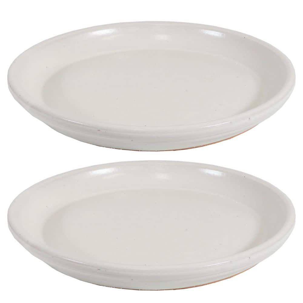 Sunnydaze Decor 2 Sunnydaze 12 in. Pearl Ceramic Planter Saucers AP-012 ...