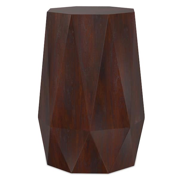 Simpli Home Kurt Solid Acacia Wood 15 in. Wide Polygon Contemporary Side Table in Walnut Brown, Fully Assembled