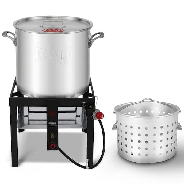 80 qt. Seafood Boilling Kits-Crawfish Boiler with Strainer, Propane Burner and Stand