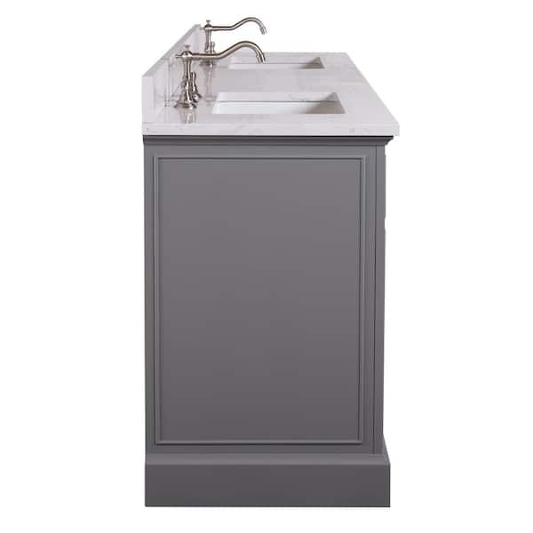 Spa Bathe Thomas 60-in Oxford Gray Undermount Single Sink Bathroom Vanity  with White with Gray Veins Engineered Stone Top in the Bathroom Vanities  with Tops department at