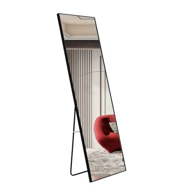 Aoibox 17 in. W x 60 in. H Rectangular Black Wood Framed Full Length Standing/Wall Mount Bathroom Vanity Mirror Dressing Mirror