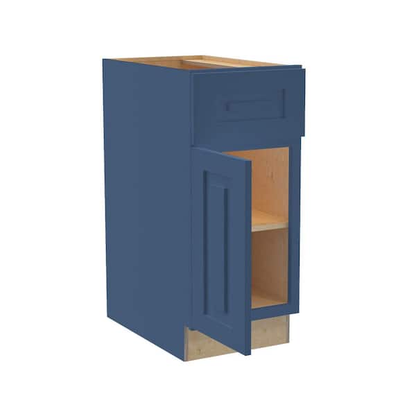 Home Decorators Collection Grayson 15 in. W x 24 in. D x 34.5 in. H Assembled Plywood Base Kitchen Cabinet in Mythic Blue with Soft Close LH