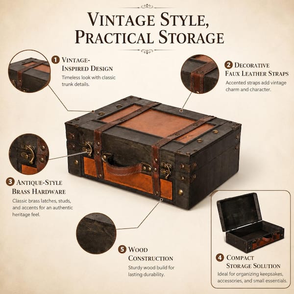 Vintiquewise Wooden Vintage Luggage Trunks - Antique Carry on