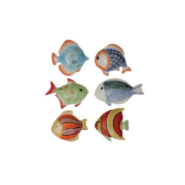 Storied Home 0 .2 oz. Multi-Colored Stoneware Condiment Servers (Set of 6)