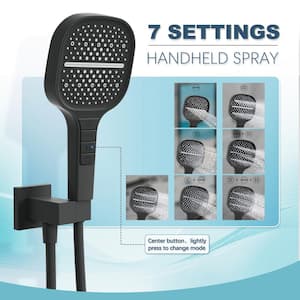 23 in. 3 Jet Mixer Shower System Combo Set Waterfall Rainfall Shower Head with 3-spray Hand Shower in Matte Black