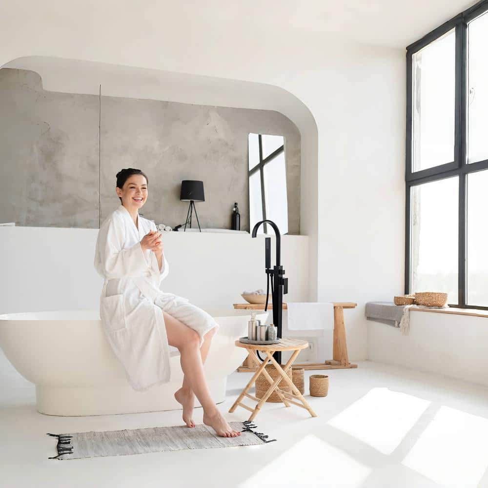 Matte Black Freestanding Tub Faucet with Hand Shower