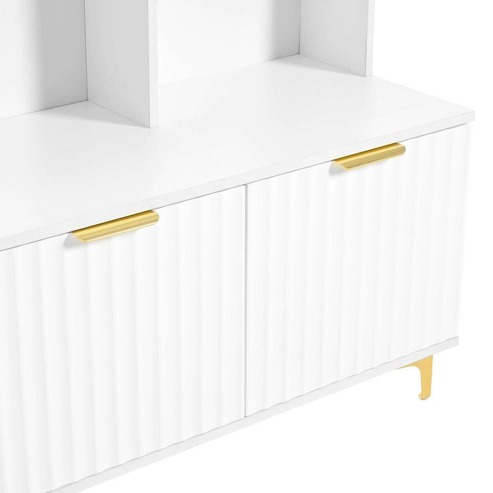 White and Gold Large Hall Tree with Bench and Storage