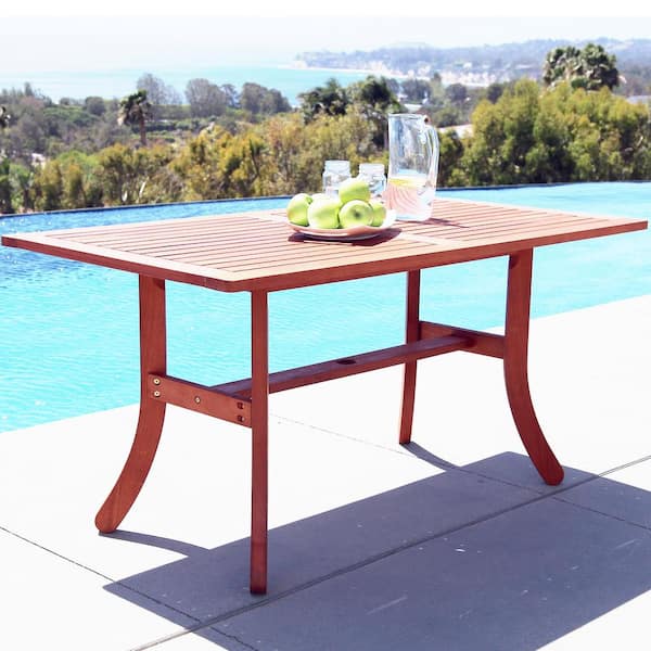 AUTMOON Outdoor Rectangular Dining Table with Curvy Legs