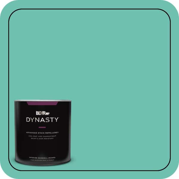 1 qt. #P440-4 March Aquamarine One-Coat Hide Eggshell Enamel Interior Stain-Blocking Paint and Primer