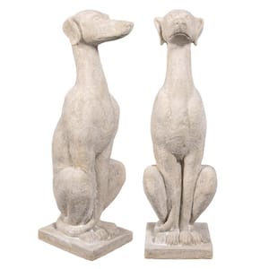 Italian Greyhound Art Deco Whippet Sentinel Dog Statue Set (2-Piece)