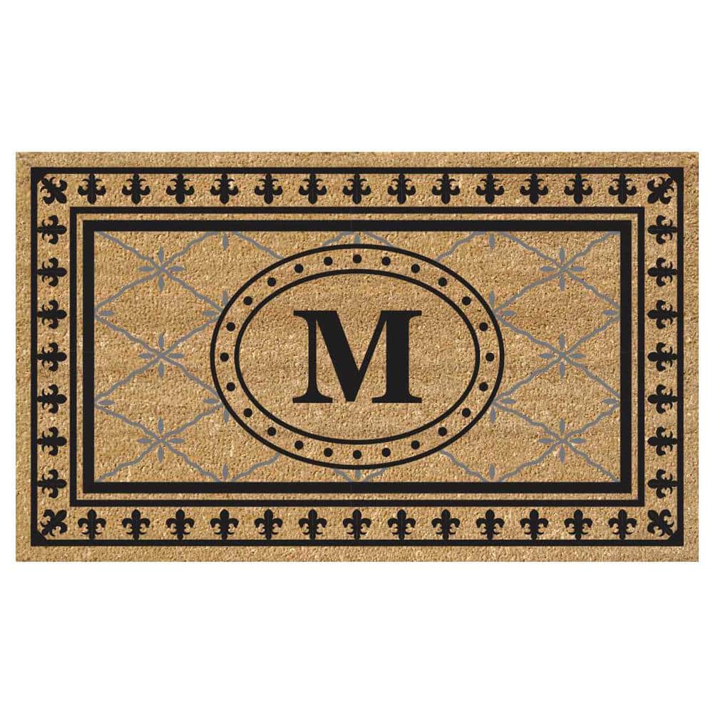 Superscraper Black 20 in. x 36 in. Bungalow Monogrammed M Indoor Outdoor Door Mat price history on PriceWatchPro