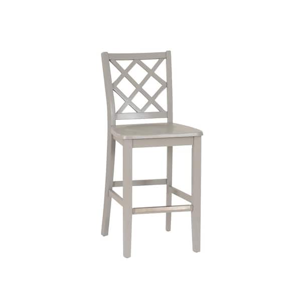 Linon Home Decor Mori 25.25 in. Light Gray Full Back Wood Counter Stool with Wood Seat