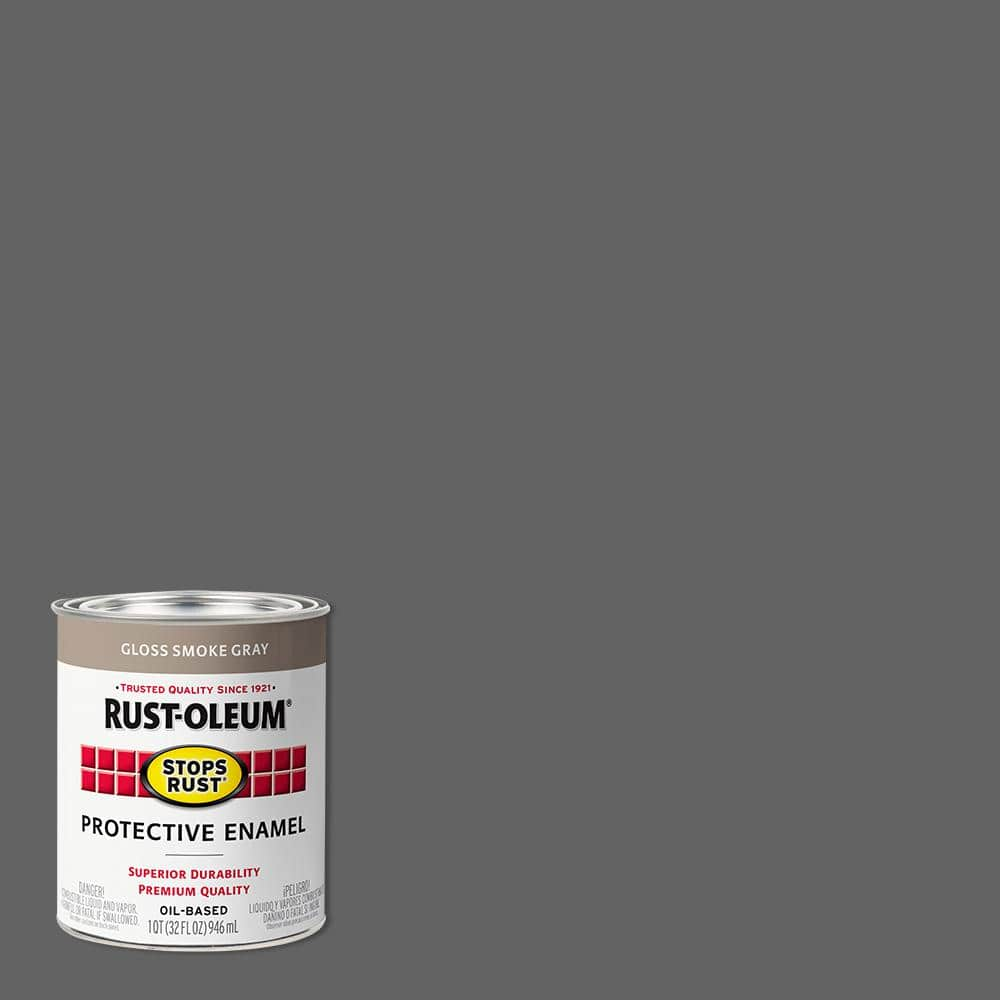 Rust-Oleum Stops Rust 1 Qt. Low VOC Protective Enamel Gloss Smoke Gray ...