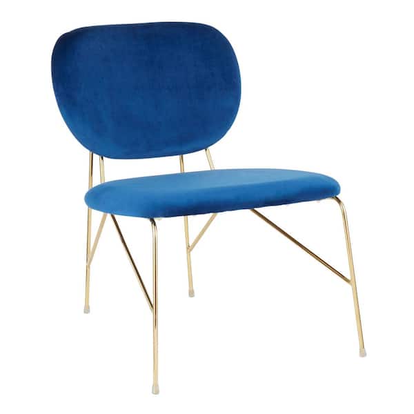 Lumisource Gwen Gold and Blue Velvet Accent Chair