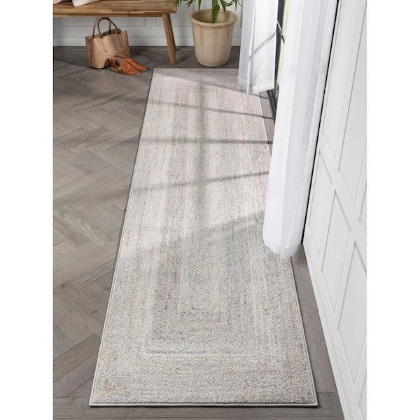 Rodeo Chindi Modern Solid and Striped Ivory Yellow 2 ft. 7 in. x 9 ft. 10 in. Runner Area Rug