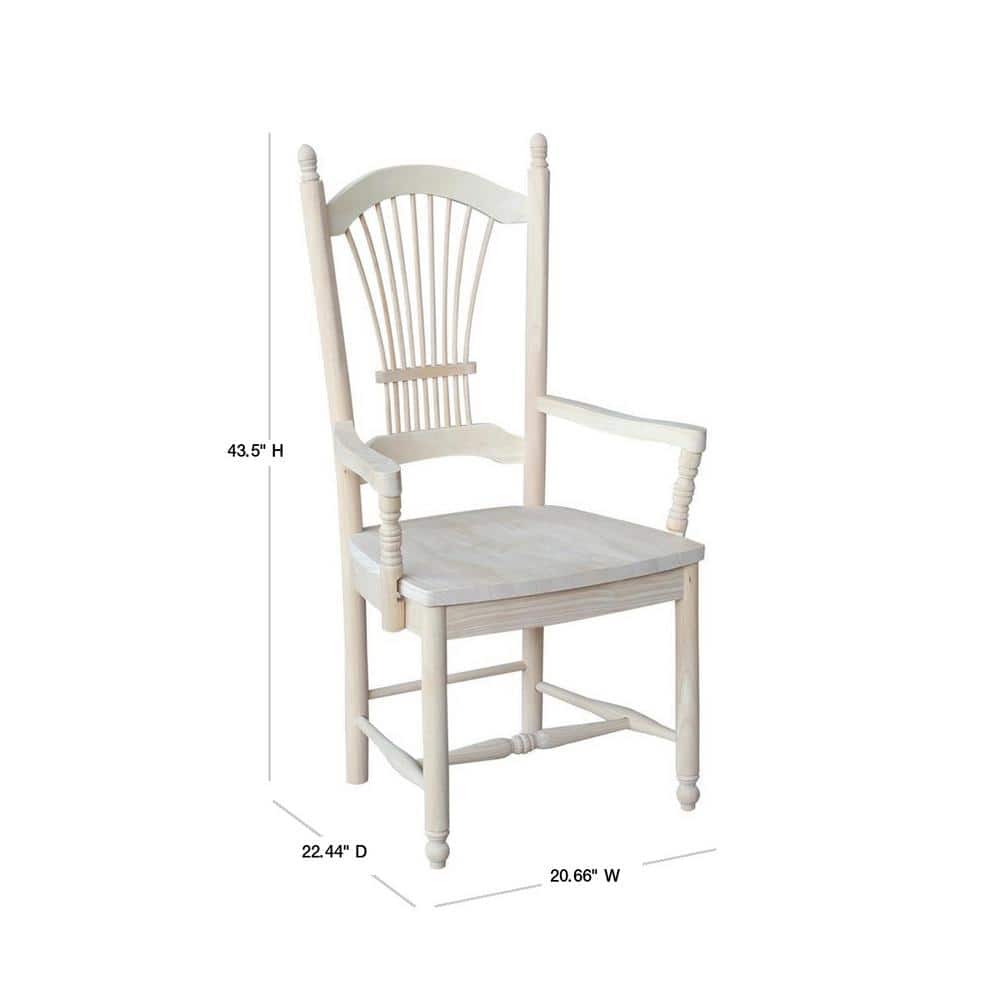 Traditional Sheafback Solid Wood Dining Chair in Unfinished Brown