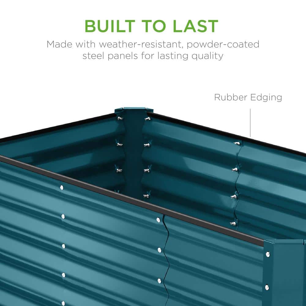 Peacock Blue 4x2x2ft Outdoor Metal Raised Garden Bed Planter Box