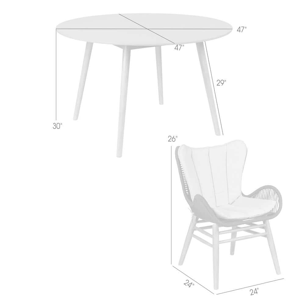 Light Eucalyptus and Charcoal Rope 4-Person Outdoor Dining Set