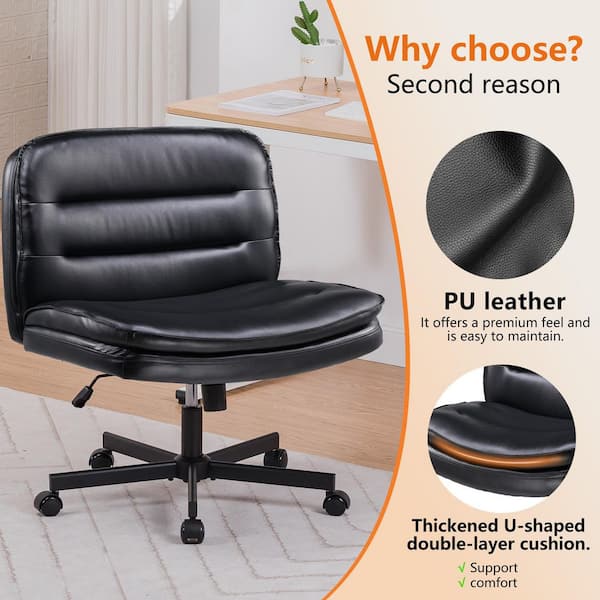 ComHoma Criss Cross Chair with Wheels PU Leather Armless Cross