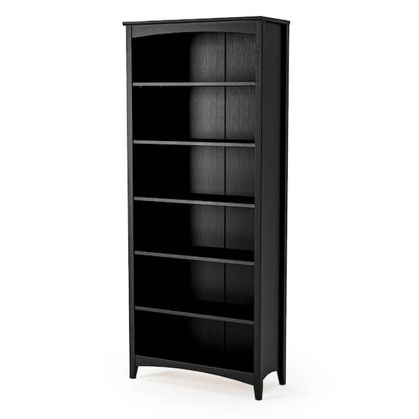 Shaker Style Black 72 in. Tall Solid Wood Bookcase
