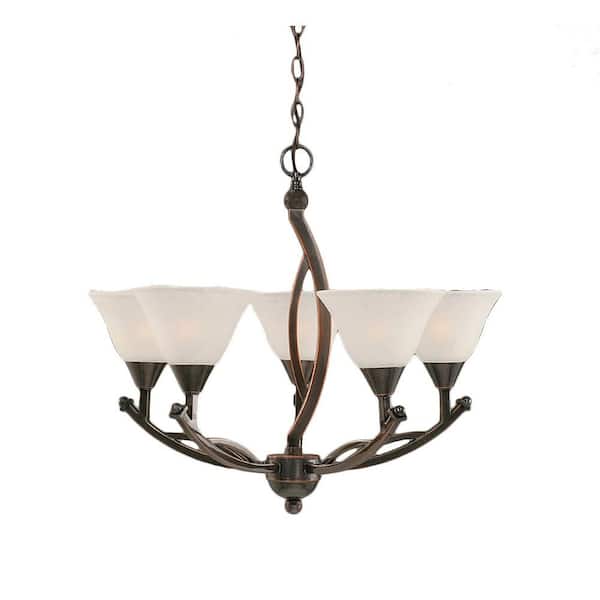 Filament Design Concord 5-Light Black Copper Chandelier with White Marble Glass