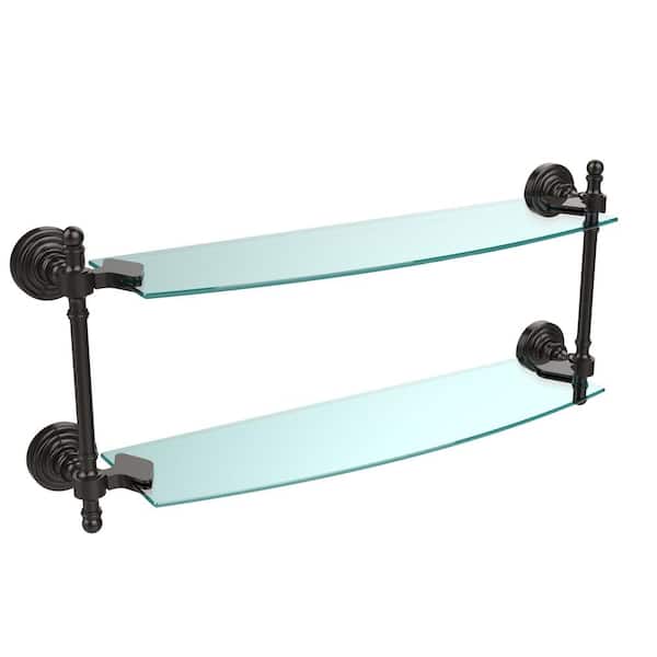 Allied Brass Retro Wave Collection 18 in. Two Tiered Glass Shelf in Oil  Rubbed Bronze RW-34/18-ORB The Home Depot